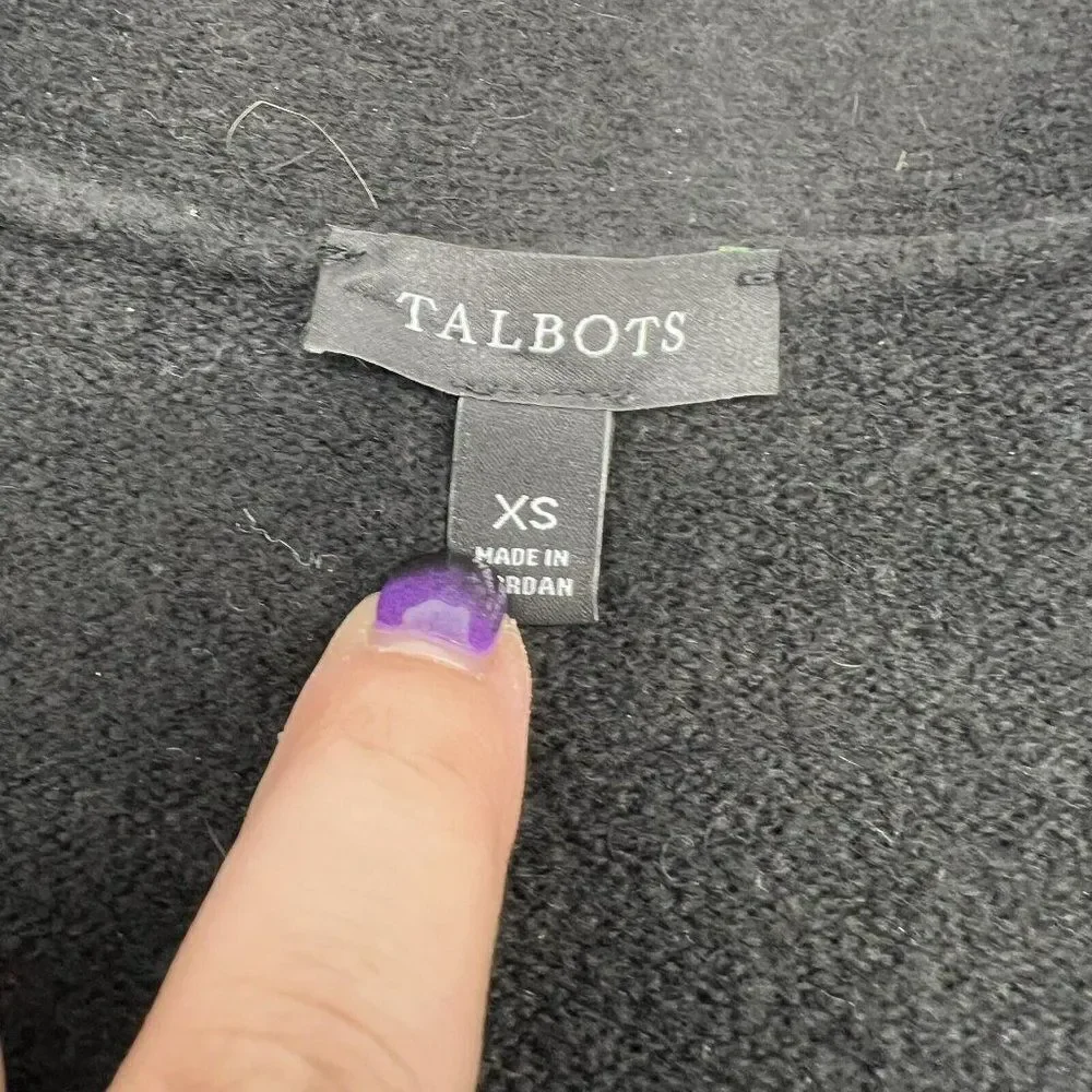 Talbots Wool alpaca Blend Cardigan Sweater XS black Statement Buttons